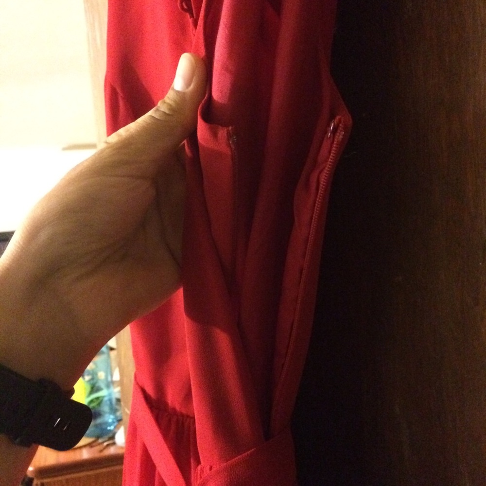 Macy’s Red Collared Button-Up Dress - image 7